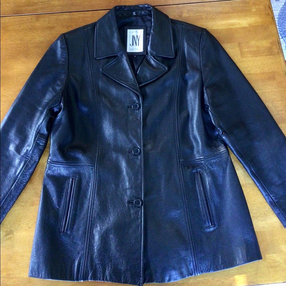 Jones NY Genuine Leather Car Coat
